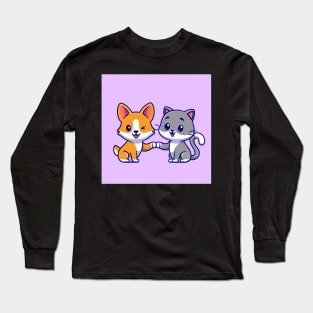 cute-cat-corgi-dog-cartoon-vector-icon-illustration-animal-friend-icon-concept-isolated-premium Long Sleeve T-Shirt